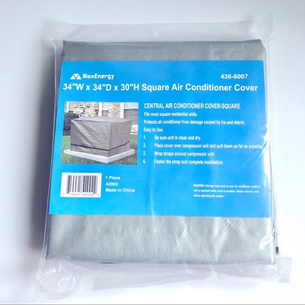 NEW Central AC Cover Square Air Conditioner 34"W x 34"D x 30"H Outdoor Silver